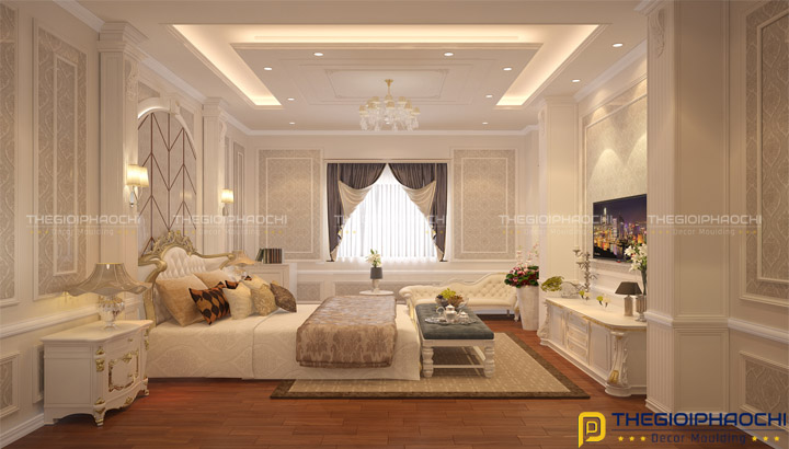 trang trí phào chỉ hàn quốc phòng ngủ biệt thự